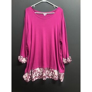 Avenue  3/4 Slv Blouse Top Printed Plus Sz 22/24 pink